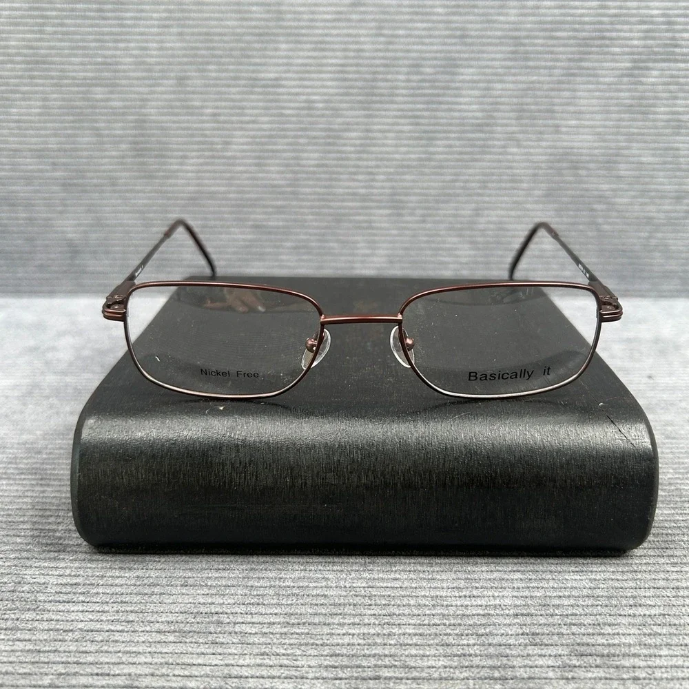 Basically It Y2k Eyeglasses Frames Burgundy Rectangular Nickel Free 50-19-140 C1
